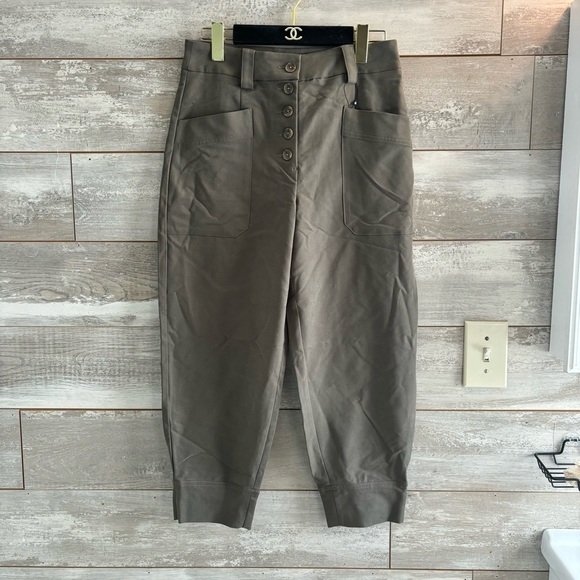 NWOT Express High Waisted Exposed Button Front Ankle Pant - Picture 7 of 14